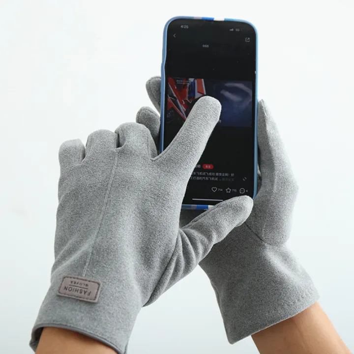 Winter%20Keep%20Warm%20Touch%20Screen%20Plus%20Velvet%20Inside%20Suede%20Mens%20Gloves%20Fashion%20Simple%20Solid%20Thicken%20Man%20Outdoor%20Cycling%20Drive%20-%20Image%203