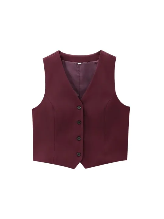 Women's%20Front%20Button%20Fitted%20Waistcoat%20and%20High%20Waist%20Pleated%20Wide%20Leg%20Pants,%20Female%20Two%20Piece%20Sets,%20Fashion%20-%20Image%203