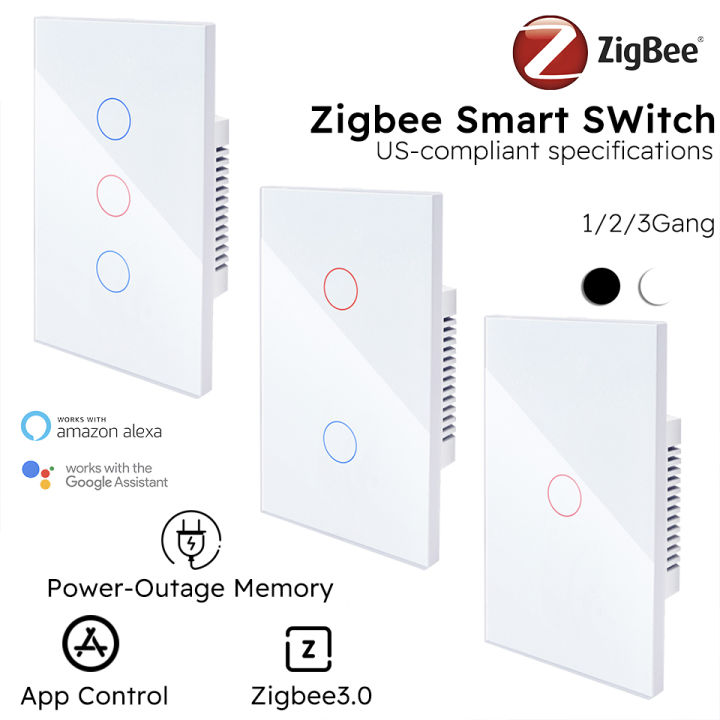 Zigbee smart switch Alexa  voice control No neutral wire Install Touch light switch lightify