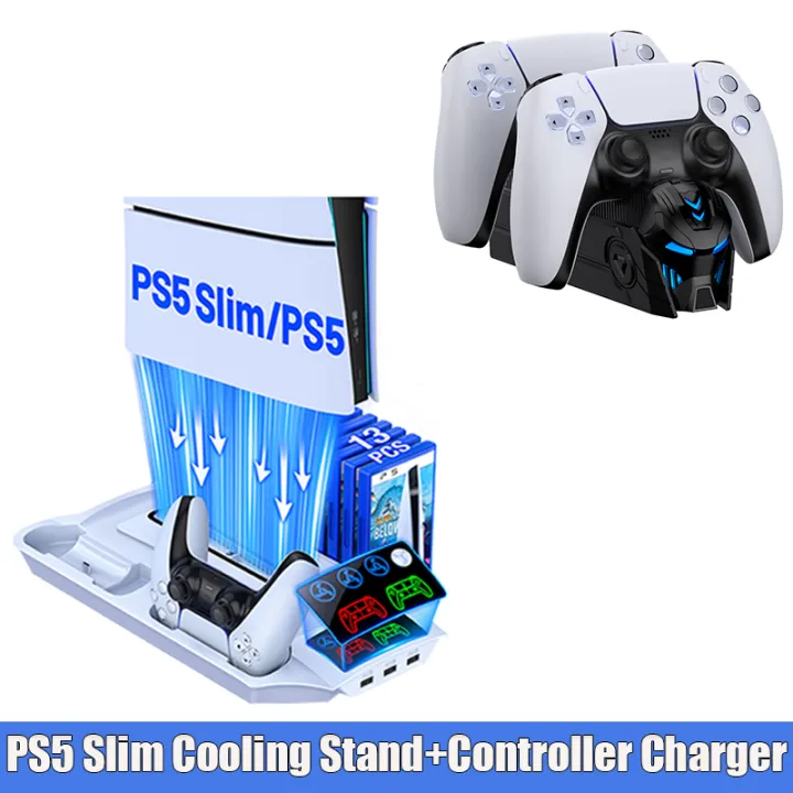 Dinofire%20S6000%20For%20PS5/PS5%20Slim%20Console%20Disc/Digital%20Vertical%20Stand%20Cooling%20Fan%20For%20Sony%20Playstation%205%20controller%20Charging%20Dock%20-%20Image%208