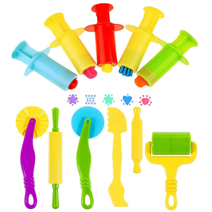 Clay and Dough Modelling Tools Kit Rollers Molds Cutters Plastic ...