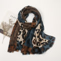 Spring Designer unique luxury brown ladies wild leopard scarf female long scarf shawl thin brown fashionable scarf long shawl.