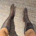 Translucent Men Thin Dress Tube Socks Thin Sheer Solid Color Business Stockings Middle Tube Hosiery Wide Striped Silk Socks.