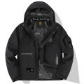 Men's Winter Hooded Parker Windproof Jacket Removable Hood Multiple Embroidered Badges Thick Warm Lined Outdoor Casual Jacket.