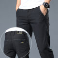 Classic Soft Grinding cotton Pants Men Business Casual Pants 2023 Autumn New Straight Slim Fashion Gray Black Brand Trousers. 
