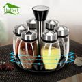 Rotating Stainless Steel Glass Spice Jars Set Salt Pepper Spray Seasoning Jars Sets for Spices Kitchen Cooking Tools 7Pcs/Set. 