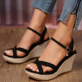 New Summer Fashion Sandals, Wedge-heeled Waterproof Platform, Thick-soled Roman Platform-soled Sandals, Large Size Women's Shoes.