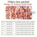 PZ0.5-16 250pcs Kit GT Copper Connecting Pipe Wire Joint Small Copper Tube Terminal Cable Lug Ferrule Hand Crimping Tool. 