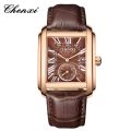 CHENXI 8216 Men Square Quartz Watch Black Blue Brown Fashion Simple Calenda Date Leather Strap Wristwatch for Male Clock Gift.