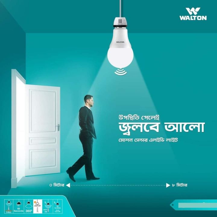 Walton 10 Watt Pin System Motion Sensor LED Bulb