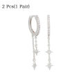 2/3/4 Pcs Star Moon Pendant Design CZ Chain Hoop Earring For Women, Stainless Steel Cartilage Stud Earring Piercing Jewelry. 
