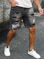 Wholesale men's distressed shorts, fashionable jeans, summer casual style, mid-waist, light color, woven. 