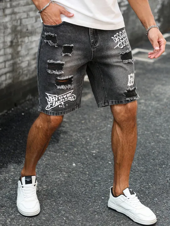 Wholesale%20men's%20distressed%20shorts,%20fashionable%20jeans,%20summer%20casual%20style,%20mid-waist,%20light%20color,%20woven%20-%20Image%205
