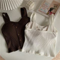 Women's Y2K Cropped Tops with Bra Pads Summer Corset Korean Suspenders Vest Sexy Camisole Slim New. 