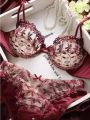 Ultra-Thin Red Lace Bra Set | Plus Size Minimizer Full Bust Underwear| Zodiac Year Women's Lingerie|Slimming Push-Up Design.