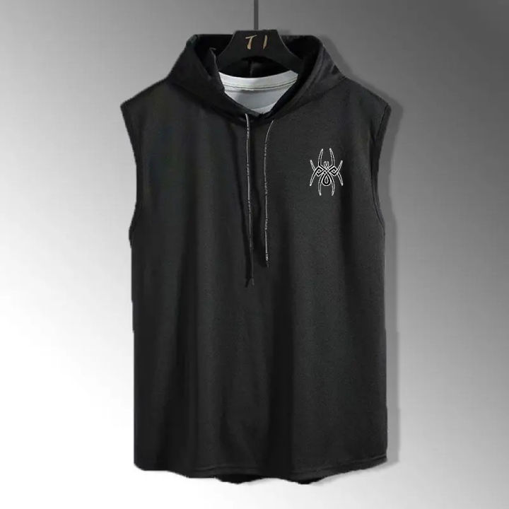 Summer%20Hooded%20Sweatshirt%20New%20Men's%20Sleeveless%20Loose%20T-Shirt%20Solid%20Color%20Lightweight%20Hooded%20Sweatshirt%20Fitness%20Breathable%20Collar%20-%20Image%204