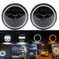 2X For Lada Niva 4x4 7Inch H4 LED Headlight With Angle Eye Turn Signal for VAZ 2101GAZ 24 UAZ 469 Toyota Jeep Wrangler JK Suzuki. 
