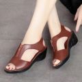 Zipper Wedge Sandals Plus Size 2024 Summer Women Sandals Flat Women Shoes  Ladies Roman Sandals. 