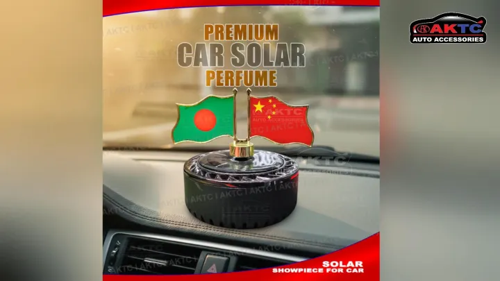 Bangladesh Flag Solar System Car Premium Dashboard Showpiece with Perfume