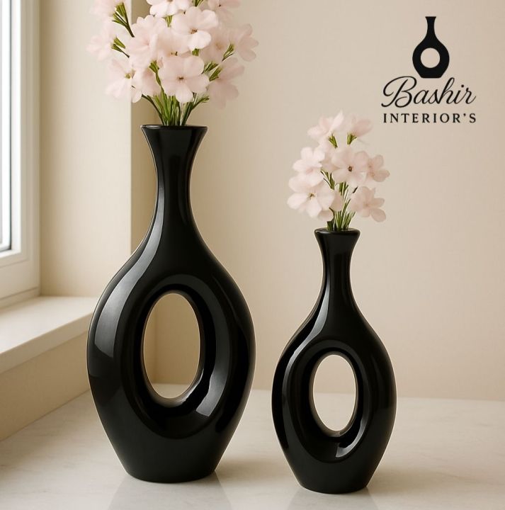 Luxury Ceramic Vase Set – Small & Large Donut Style Vases for Home ...