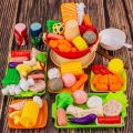 100 Pieces of Children's Simulation Food Toys Hot Pot Sukiyaki Toy Set, Cooking Set, Fruits and Vegetables and Kitchen Utensils Toys for Boys and Girls. 