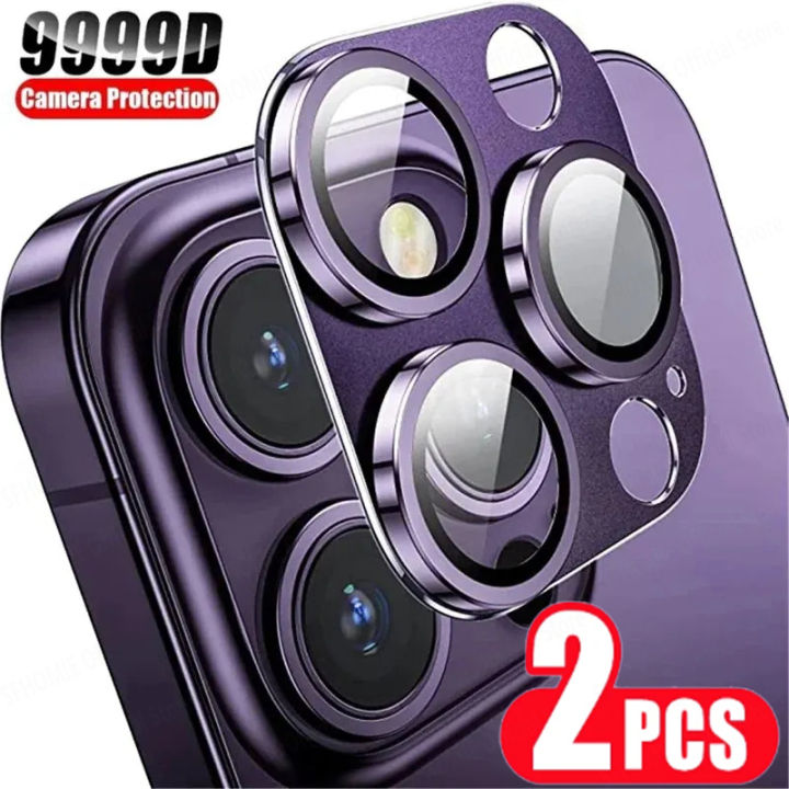 2PCS Camera Lens Protector For iPhone 11 15 14 12 13 Pro Max Titanium Metal Camera Cover Screen Metal Glass For iPhone 14 15 Pro