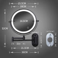 8 Inch Black Wall Mounted Bathroom Mirror 10x Magnifying Makeup Mirror Adjustable Dimming Vanity Cosmetic Mirrors with Light.