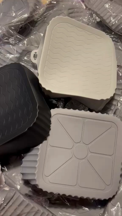 Reusable Silicone Air Fryer Liner with Handles Square Non-Stick Silicone Baking Tray, Heat Resistant Food Grade Silicone Basket Insert for Air Fryers, Oven, Microwave & Dishwasher Safe