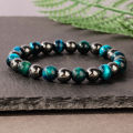 Natural Stone Blue Tigers Eye Bracelet Men Fashion Jewelry Unisex Handmade Stretch Beaded Bracelet Attracting Money Accessories.