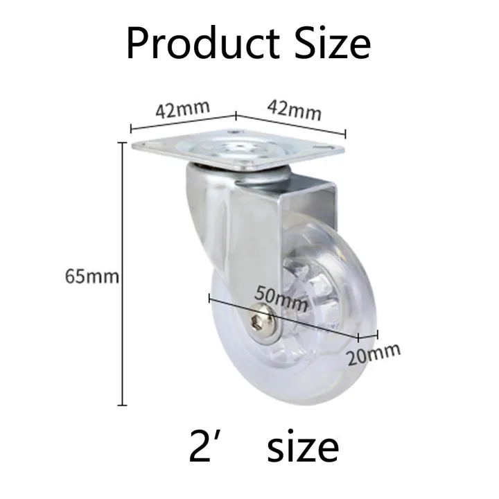 4PCS%202%20Inch%20Heavy%20Duty%20Furniture%20Caster%20Soft%20%20Universal%20Wheel%20Swivel%20Caster%20Mute%20Trolley%20Wheel%20With/Without%20Brake%20-%20Image%203