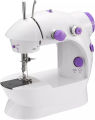 Mini Electric Sewing Machine | Portable Dual Speed Sewing Machine with Foot Pedal | Household Mini Stitching Machine | AC Adapter & Battery Operated | LED Light | White. 