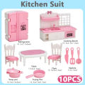 24Pcs Style Brown Miniature DollhouseFurniture Accessory Kids Toy Cute Kawaii Pink Kitchen Cooking Things For Girl . 