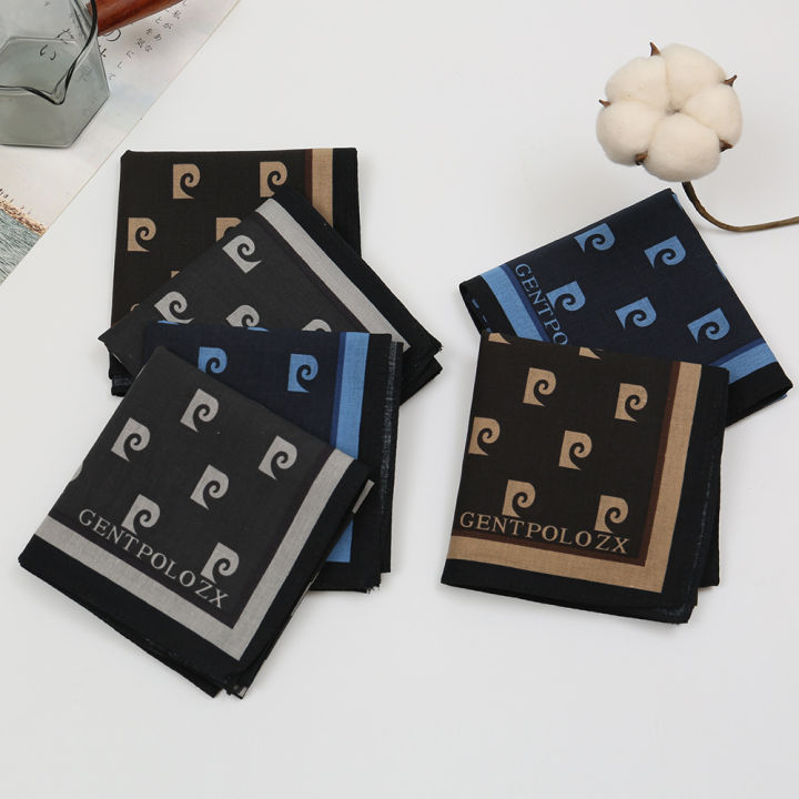 3/6Pcs%20Men's%20Pure%20Cotton%20Printed%20Handkerchief%20Thin%20Water-absorbing%20Sweat-wiping%20Classic%20Old-fashioned%20Going%20Out%20Portable%2043cm%20-%20Image%203