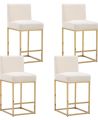 Modern Counter Height Bar Stools Pack of 1 Linen Upholstered Gold Bar Stool With Backrest 27 Inch Kitchen Island Stool With Gold Metel. 