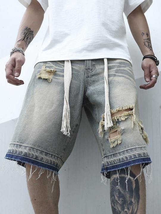 Men%20Summer%20Stretchy%20Denim%20Jeans%20Shorts%20For%20Men%20Cargo%20Casual%20Wide%20Leg%20Elastic%20Waist%20Ripped%20Cargo%20Baggy%20Shorts%20Y2k%20Streetwear%20Pant%20-%20Image%204