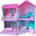 Dream Villa – Doll House with Accessories, and Exclusive Doll and Pets. Includes Furniture, Stickers and Interchangeable Floorings. 