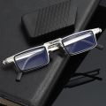 Retro Folding Reading Glasses for Men / Women Metal Frame Anti-blue Light Eyeglasses with Free Case. 