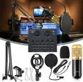 V8 Sound Card + BM800 Mic Set Condenser Microphone Live Sound Card Bluetooth Audio Interface Studio Streaming Recording for Phone PC. 