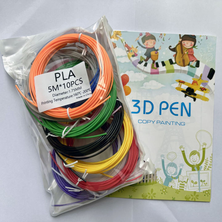 PLA 3D Pen Filament 25m/50m Set with Vibrant Colors And Tutorial Book ...