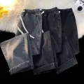 Autumn Jeans Men's Baggy Straight Drawstring Elastic Waist Personality Fashion Vintage Denim Trousers Streetwear 3XL. 