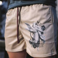 Y2K Christian Angel Cross Print Gym Shorts for Men Active Track Shorts with Pockets Athletic Workout Training Running Jogging. 