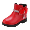 Girls Children Princess Shoes with Butterfly Knot Soft Sole High Top Studded Boots Kids Casual PU Leather Boots Pure Color Shoes. 