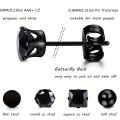 10pairs Earrings Black Stainless Steel Stud Earrings Set For Men Women, Fashion Piercing Jewelry Dangle Hoop Earrings Set.