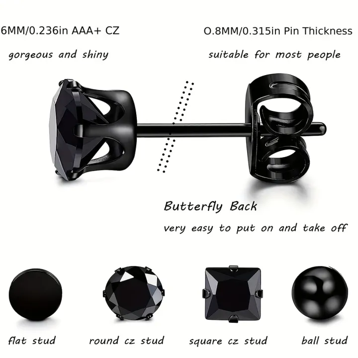 10pairs%20Earrings%20Black%20Stainless%20Steel%20Stud%20Earrings%20Set%20For%20Men%20Women,%20Fashion%20Piercing%20Jewelry%20Dangle%20Hoop%20Earrings%20Set%20-%20Image%204