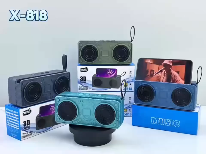X-818 Bluetooth, USB, TF Card & FM Radio Supported 3D Sound Loud & Clear HiFi Audio 10W Wireless Speaker