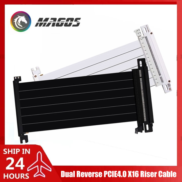 Dual Reverse PCIE Riser Cable 3.0 4.0 X16 18.5cm 20cm for Mini ITX Case Video Card Extension Shielded Flexible Lossless