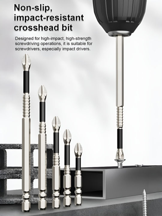 Black strong magnetic suction impact bit set hand drill high hardness  head hand drill bit