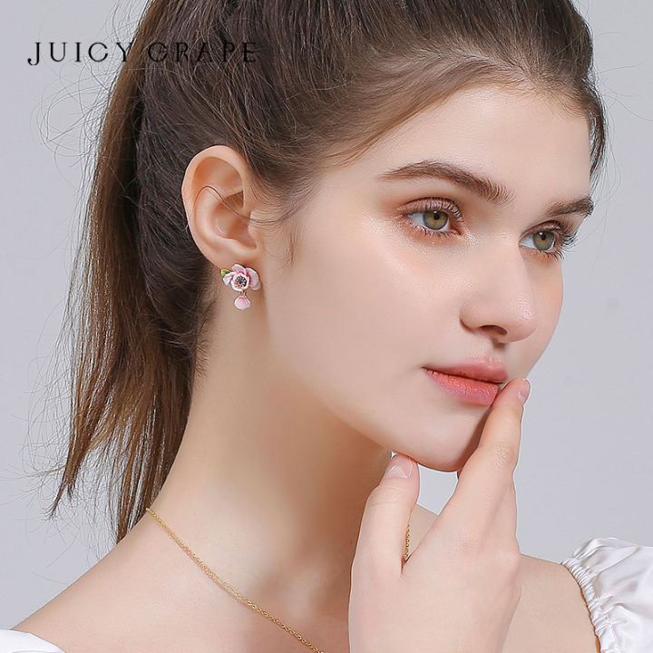 Monet-Inspired%20Rose%20Tassel%20Earrings%20-%2018K%20Gold%20Plated%20Clip-Ons%20with%20Pink%20Enamel%20Detailing%20%7C%202025%20Bridal%20Jewelry%20Collection%20-%20Image%204