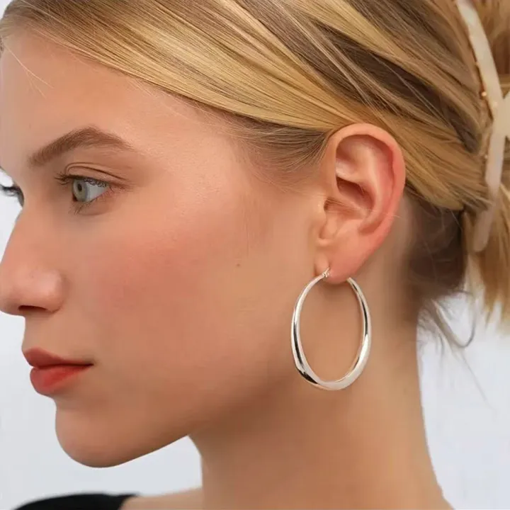 925%20Sterling%20Silver%20Polished%20Circle%20Earrings%20Fashion%20Women%20Charm%20%20Jewelry%20-%20Image%203