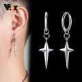 Vnox Basic Cross Stars Dangle Earrings for Men Women Stainless Steel Metal Ear Spring New  Boys Girls Jewelry. 